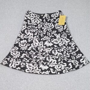 Transitions 100% Linen Tiered Skirt Womens Size 10 Lined Knee Length Floral NEW